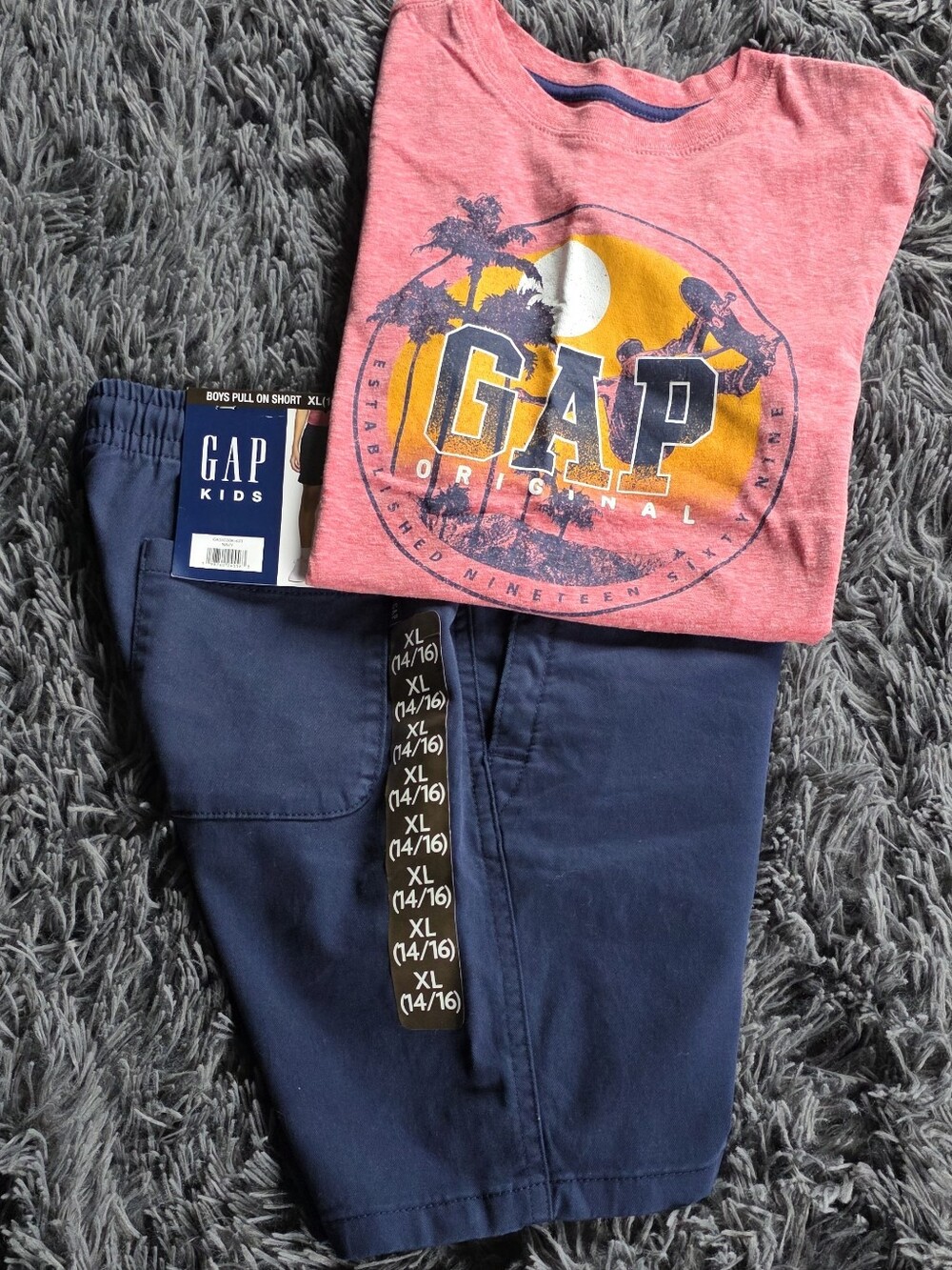 GAP Kids Graphic Tee and Navy Pull-On Shorts Set